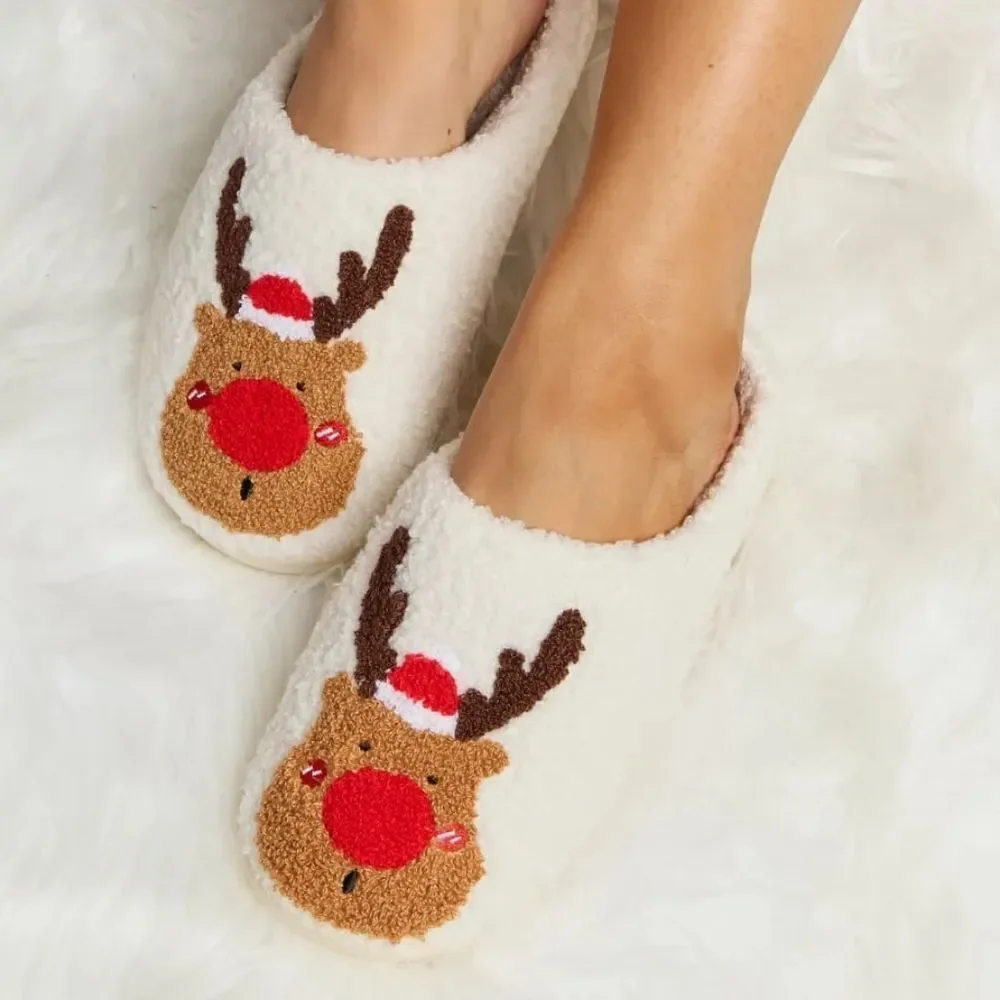 🎄🎄🎄Rudolph Fleece Sherpa Slippers Womens size 6-9 S M L - Picture 5 of 5